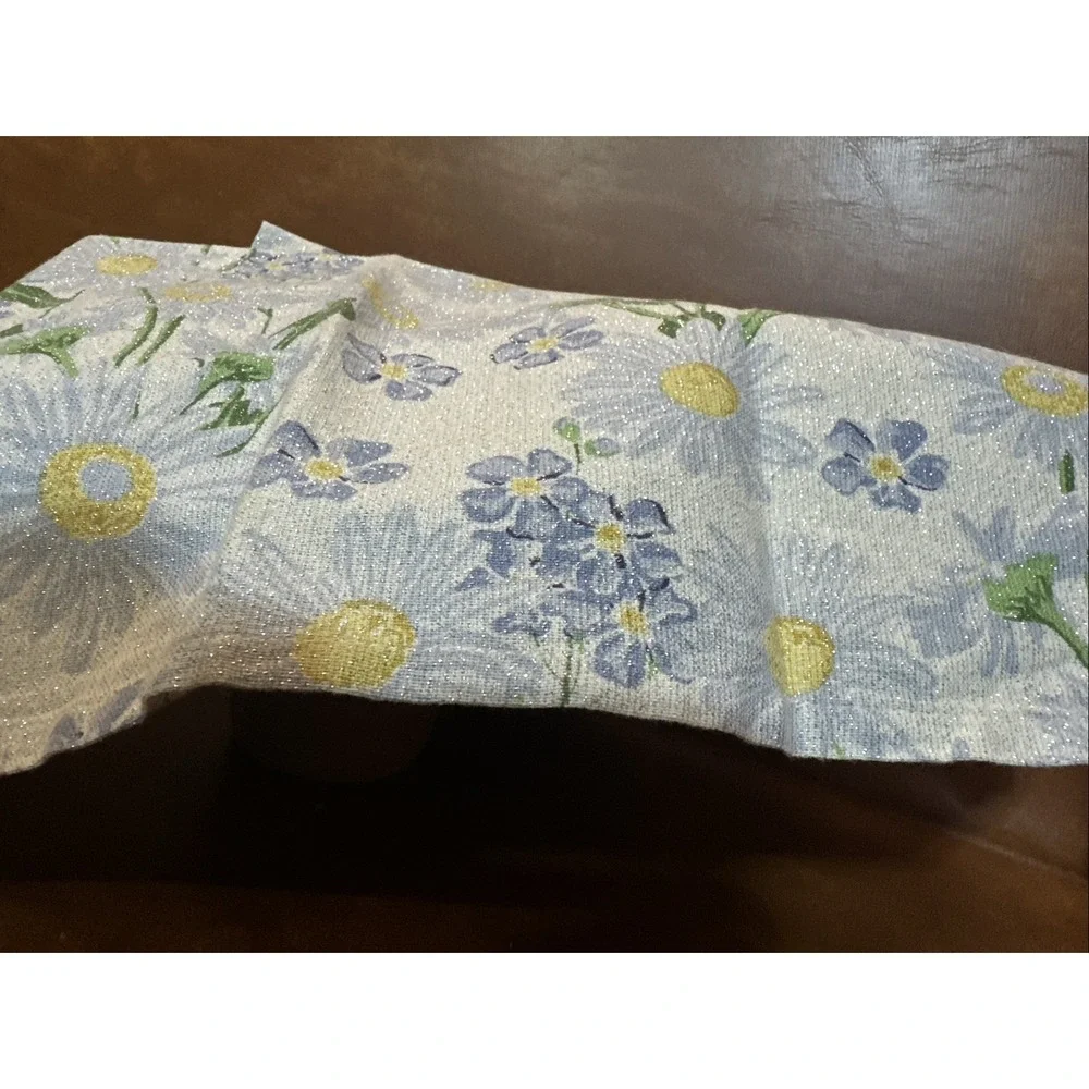 HOUSE &GARDEN NAPKINS (16) BLUE Flowers 18 X 18 100% COTTON Sparkley
